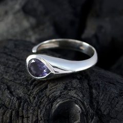 Nisa Blue Solitaire Gemstone Ring in Sterling Silver