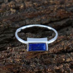 Li Lee Blue Solitaire Gemstone Ring in Silver