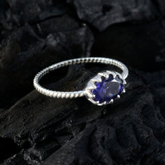 Lucy Blue Solitaire Gemstone Ring in Sterling Silver