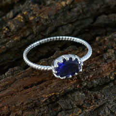 Lucy Blue Solitaire Gemstone Ring in Sterling Silver