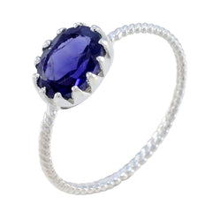 Lucy Blue Solitaire Gemstone Ring in Sterling Silver