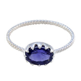 Lucy Blue Solitaire Gemstone Ring in Sterling Silver Iolite Blue