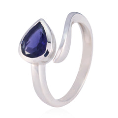 Sarah Blue Solitaire Gemstone Ring in Sterling Silver