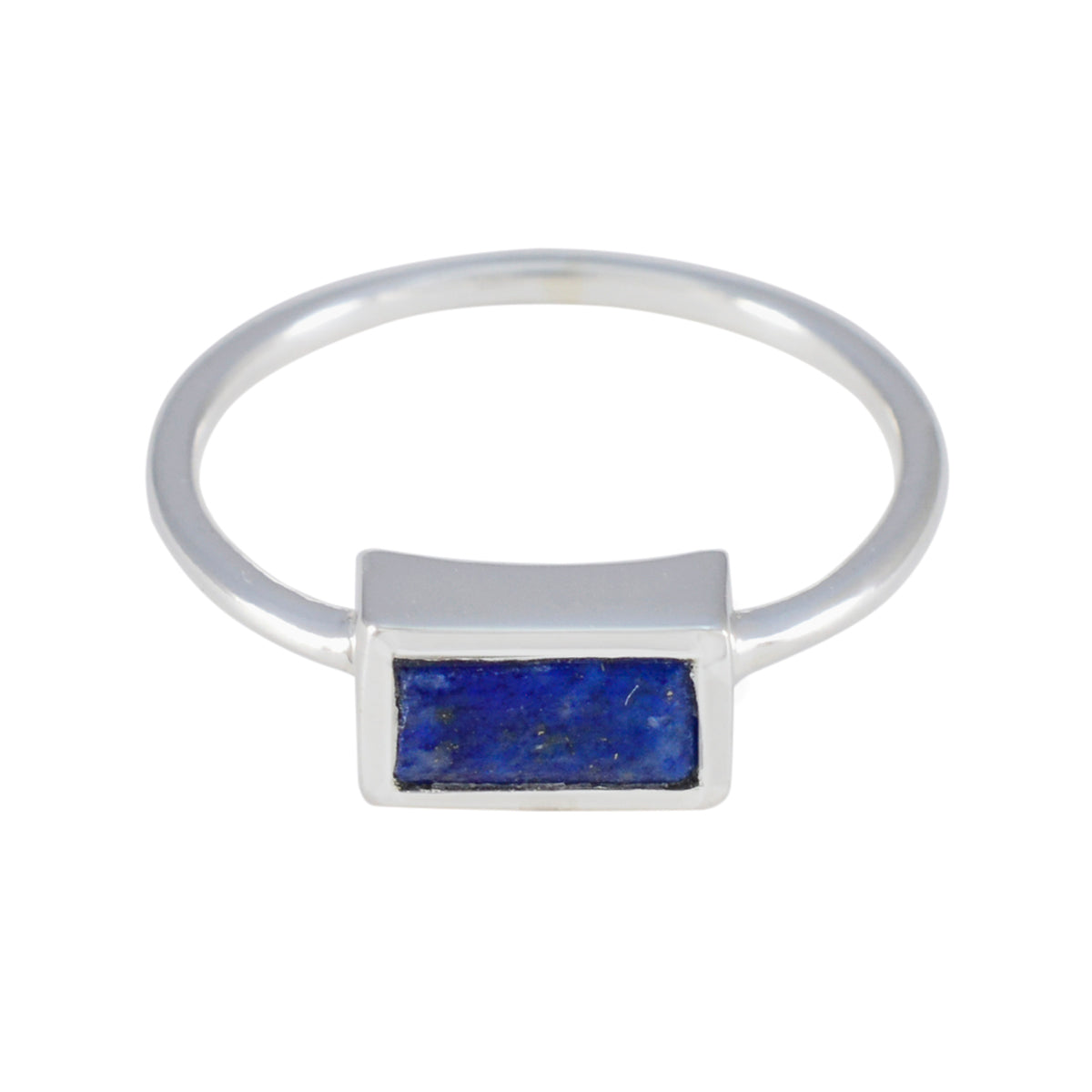 Li Lee Blue Solitaire Gemstone Ring in Silver Lapis Lazuli Blue