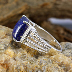Evelyn Blue Solitaire Gemstone Ring with Silver Band