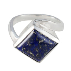 Addison Blue Solitaire Gemstone Ring in Silver Lapis Lazuli Blue
