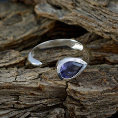 Nisa Blue Solitaire Gemstone Ring in Sterling Silver