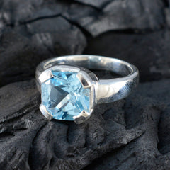 Eleanor Blue Solitaire Ring with Square Gemstone