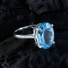 Ayesha Blue Solitaire Ring with Oval Gemstone