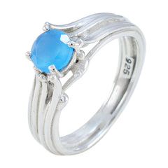 Aisha Blue Solitaire Ring Sterling Silver Stylish Gem