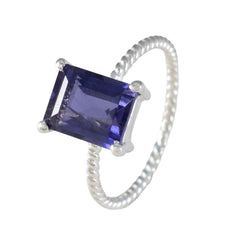 Natcha Blue Solitaire Ring for Women in Silver