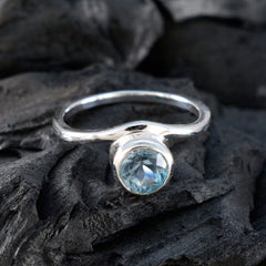Kennedy Blue Solitaire Ring for Women in Silver
