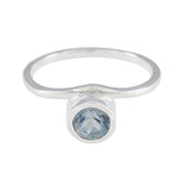 Kennedy Blue Solitaire Ring for Women in Silver Blue Topaz Blue