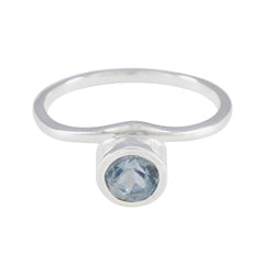 Kennedy Blue Solitaire Ring for Women in Silver Blue Topaz Blue