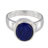Chloe blue solitaire ring for women with silver band and deep blue round stone centerpiece