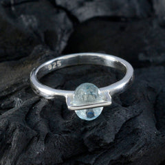Claire Blue Solitaire Ring India with Elegant Silver Band