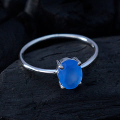 Jia Blue Solitaire Ring India with Oval Gemstone