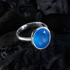 Siti Blue Solitaire Ring India with Elegant Silver Band