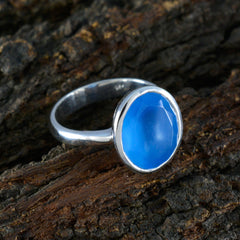 Siti Blue Solitaire Ring India with Elegant Silver Band