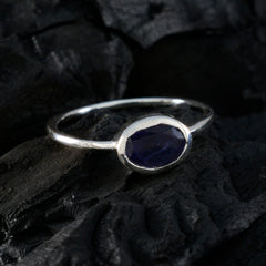 Wen Blue Solitaire Ring India with Oval Gemstone