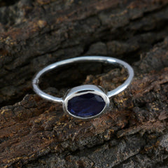Wen Blue Solitaire Ring India with Oval Gemstone