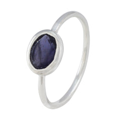 Wen Blue Solitaire Ring India with Oval Gemstone