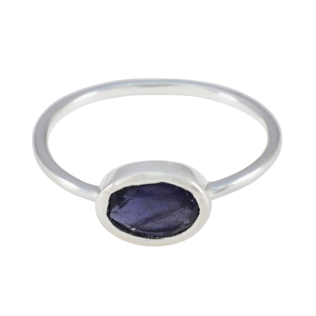 Wen Blue Solitaire Ring India with Oval Gemstone Iolite Blue