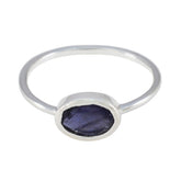 Wen Blue Solitaire Ring India with Oval Gemstone Iolite Blue