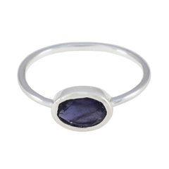 Wen Blue Solitaire Ring India with Oval Gemstone Iolite Blue