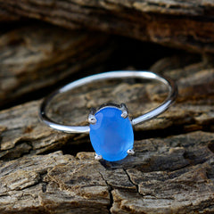 Jia Blue Solitaire Ring India with Oval Gemstone