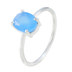 Jia Blue Solitaire Ring India with Oval Gemstone