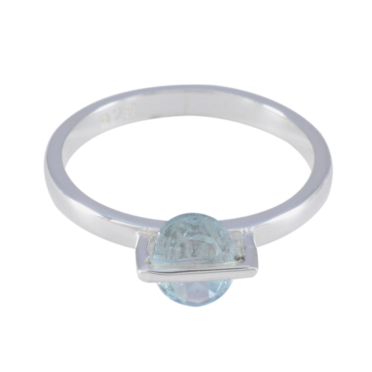 Claire Blue Solitaire Ring India with Elegant Silver Band Blue Topaz Blue
