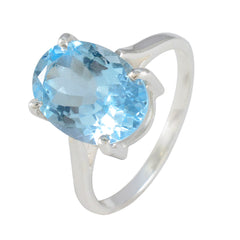 Ayesha Blue Solitaire Ring with Oval Gemstone