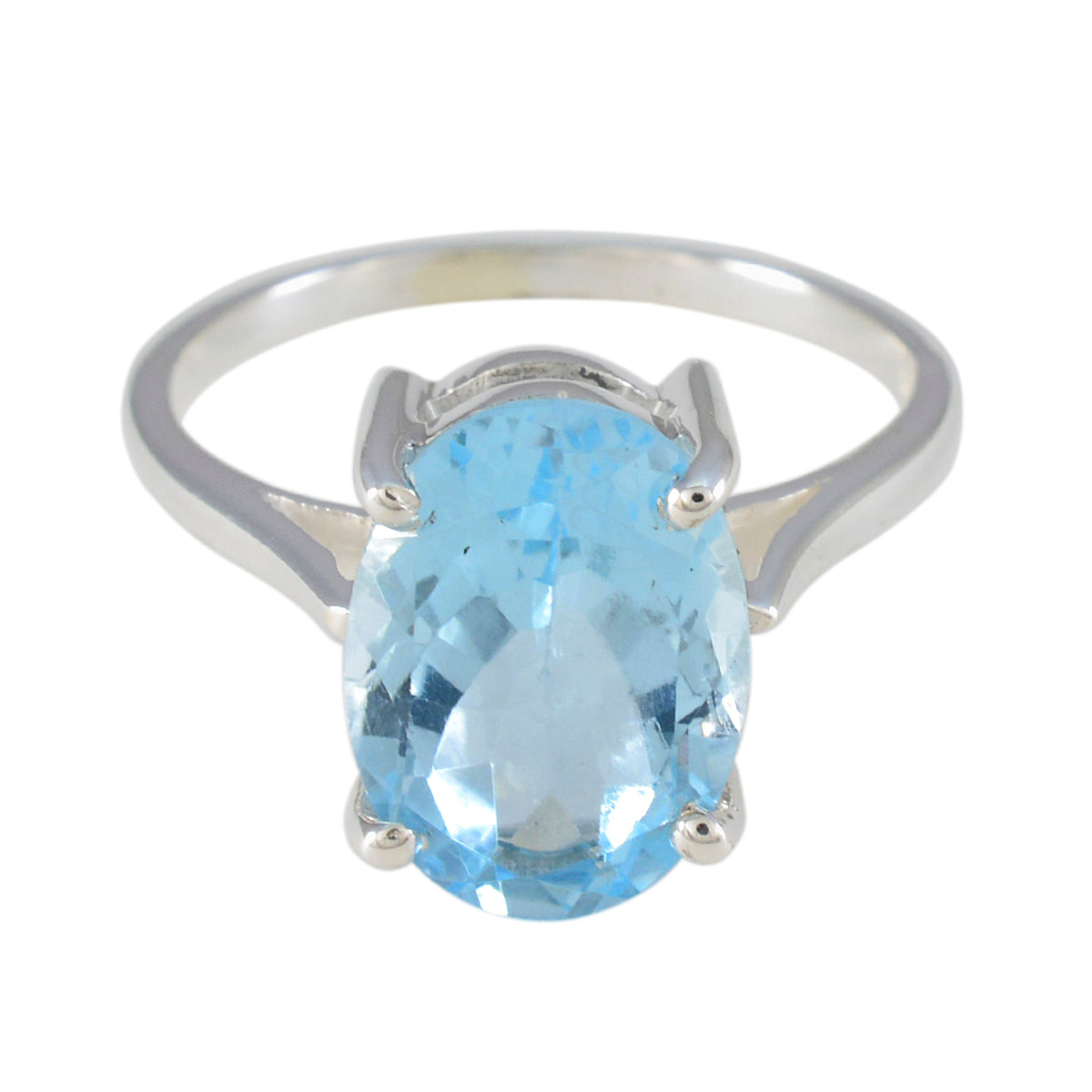 Ayesha Blue Solitaire Ring with Oval Gemstone Blue Topaz Blue