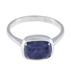 Leah Blue Solitaire Ring with Sterling Silver Band Iolite Blue