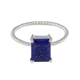 Emi Blue Solitaire Ring with Twisted Silver Band Lapis Lazuli Blue