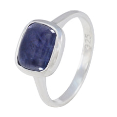 Leah Blue Solitaire Ring with Sterling Silver Band