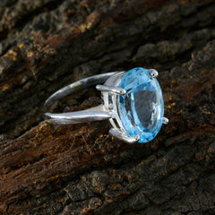 Ayesha Blue Solitaire Ring with Oval Gemstone