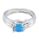 Aisha Blue Solitaire Ring Sterling Silver Stylish Gem Blue Chalcedony Blue