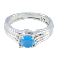 Aisha Blue Solitaire Ring Sterling Silver Stylish Gem Blue Chalcedony Blue