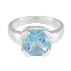 Eleanor Blue Solitaire Ring with Square Gemstone Blue Topaz Blue