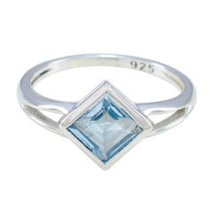 Meera Blue Solitaire Ring in Sterling Silver Blue Topaz Blue