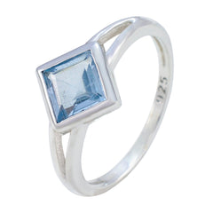Meera Blue Solitaire Ring in Sterling Silver