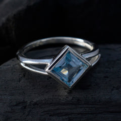 Meera Blue Solitaire Ring in Sterling Silver