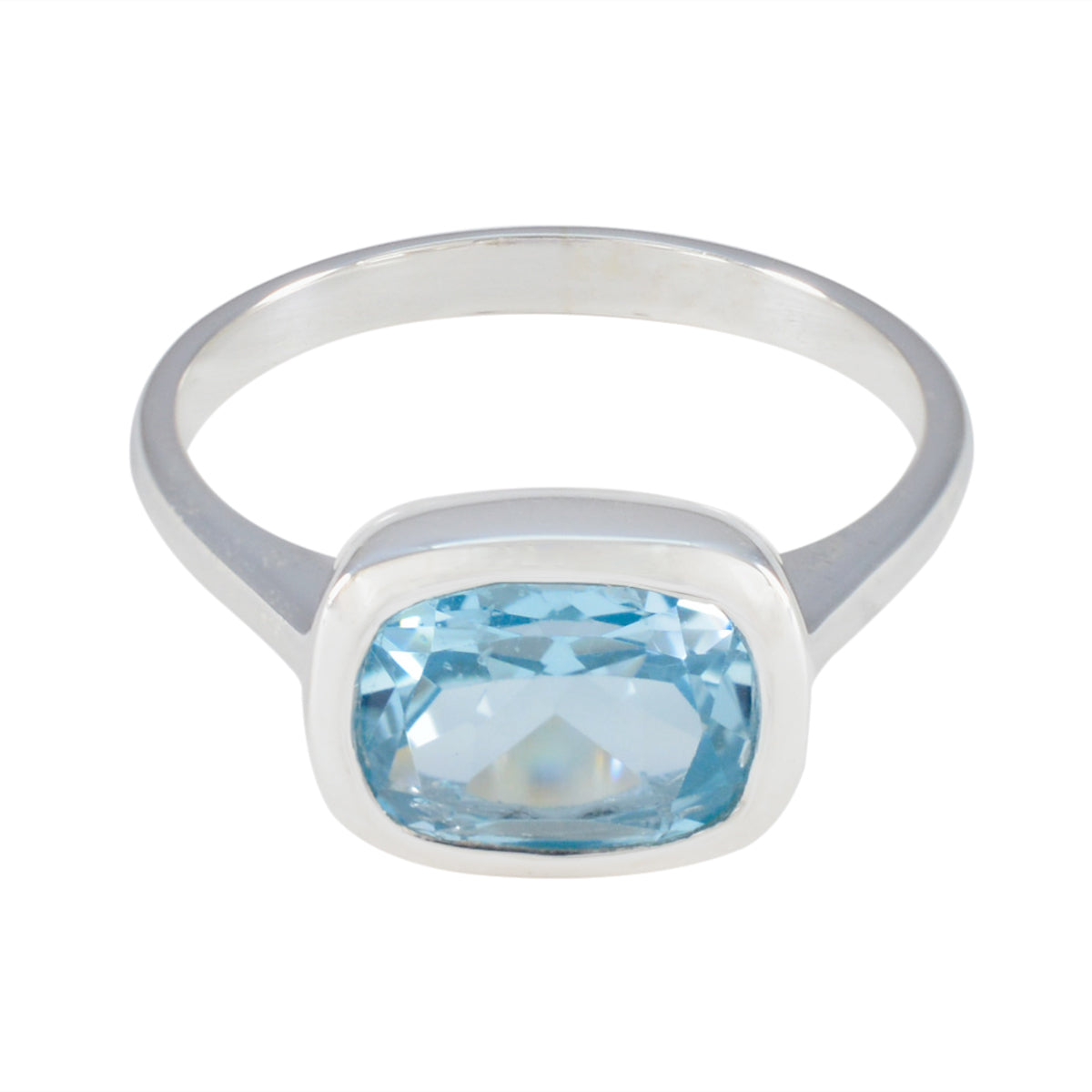 Lea Blue Solitaire Ring with Sterling Silver Band Blue Topaz Blue