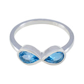 Siti boho blue gemstone ring with infinity design and teardrop blue stones in silver band