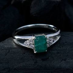 Ava Boho Green Gemstone Ring with Sterling Silver