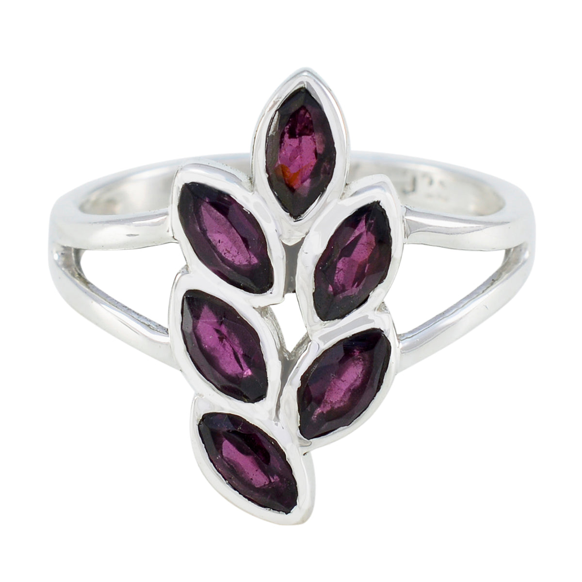 Ananya Boho Red Gemstone Ring with Leaf Design Garnet Red