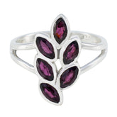 Ananya Boho Red Gemstone Ring with Leaf Design Garnet Red