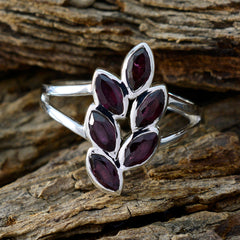 Ananya Boho Red Gemstone Ring with Leaf Design